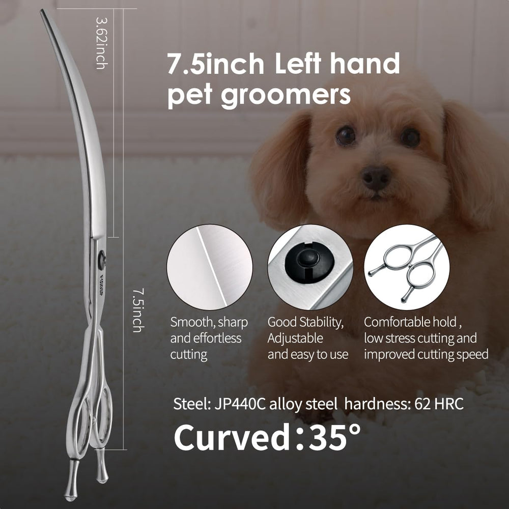 FOGOSP left-handed curved dog grooming scissors ready for daily dog and cat styling sessions