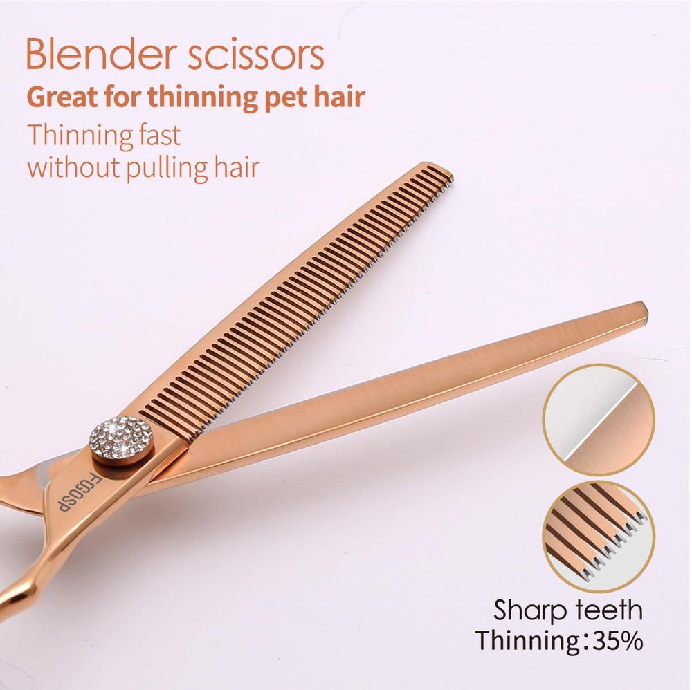 FOGOSP rose gold titanium dog grooming scissors 8-inch chunker for bulk removal