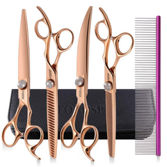 FOGOSP rose gold titanium dog grooming scissors 8-inch straight blades for smooth trimming
