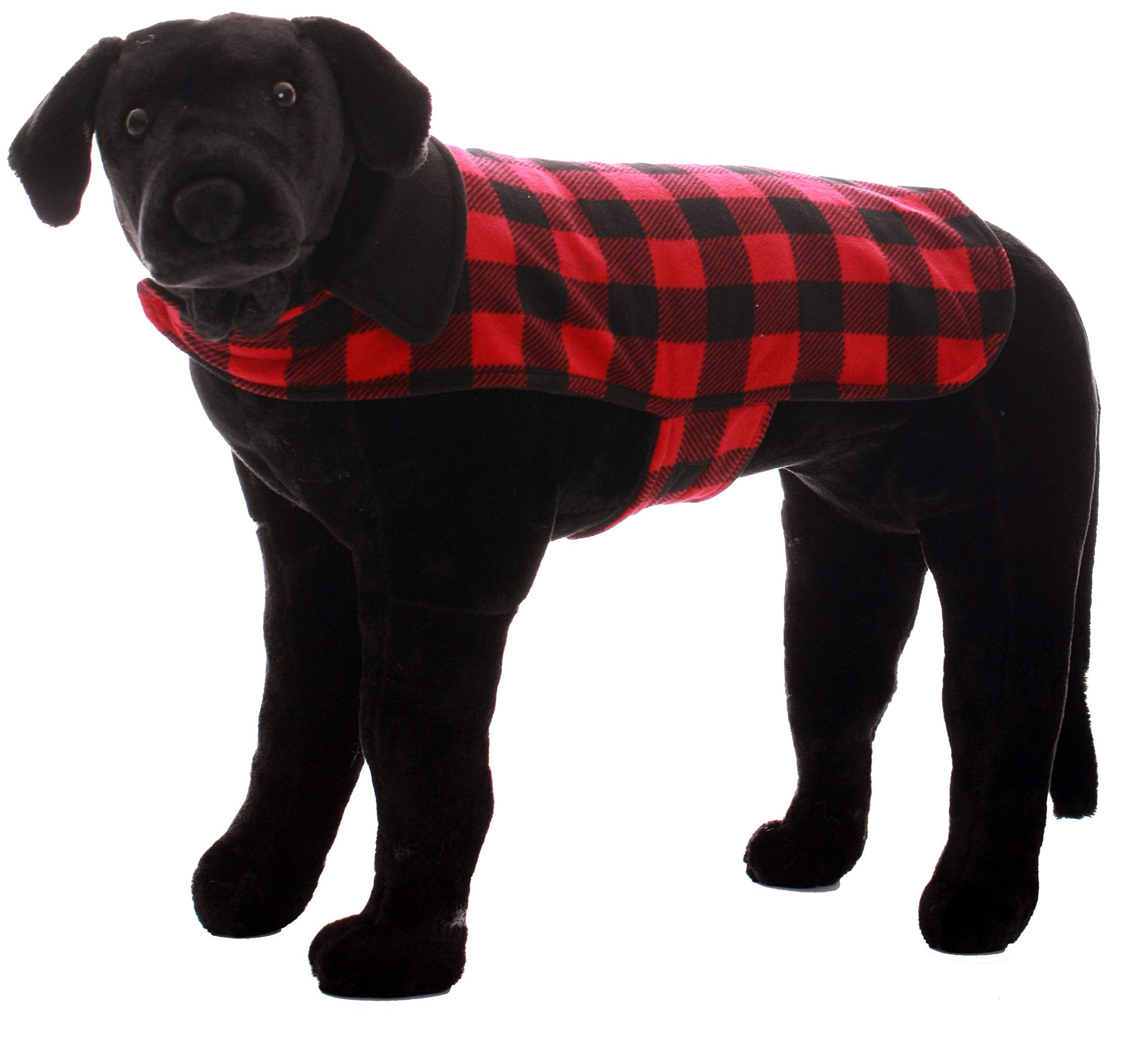 Follow Me buffalo plaid dog jacket packaging shows gift-ready presentation.