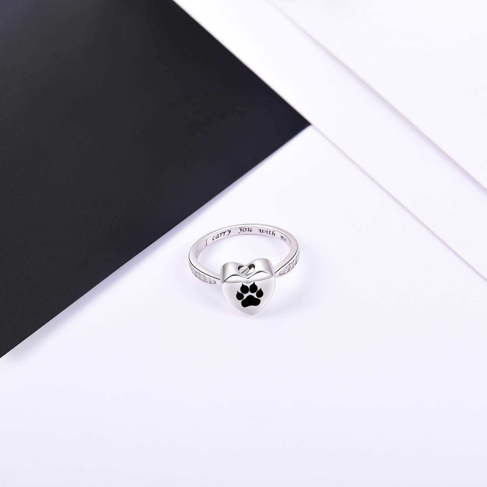 Fookduoduo paw-print ring with heart accent, personal remembrance