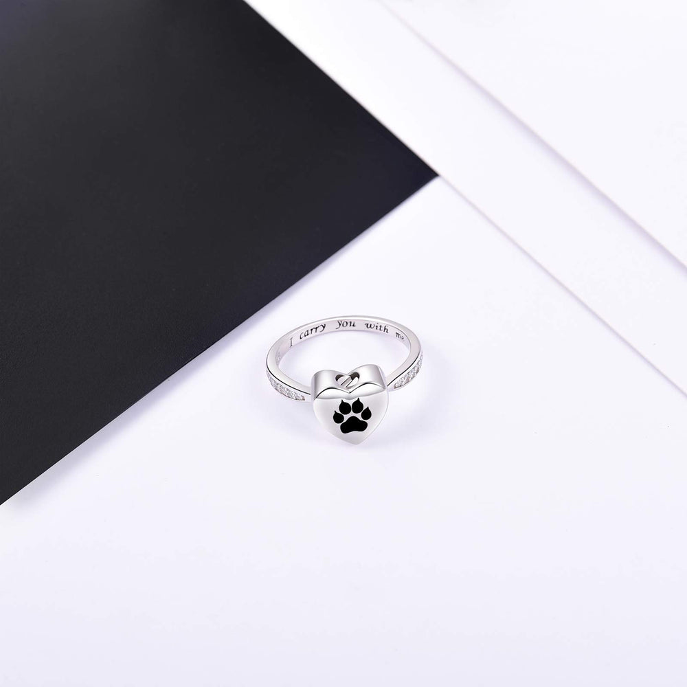 Fookduoduo paw-print ring with heart accent, personal remembrance