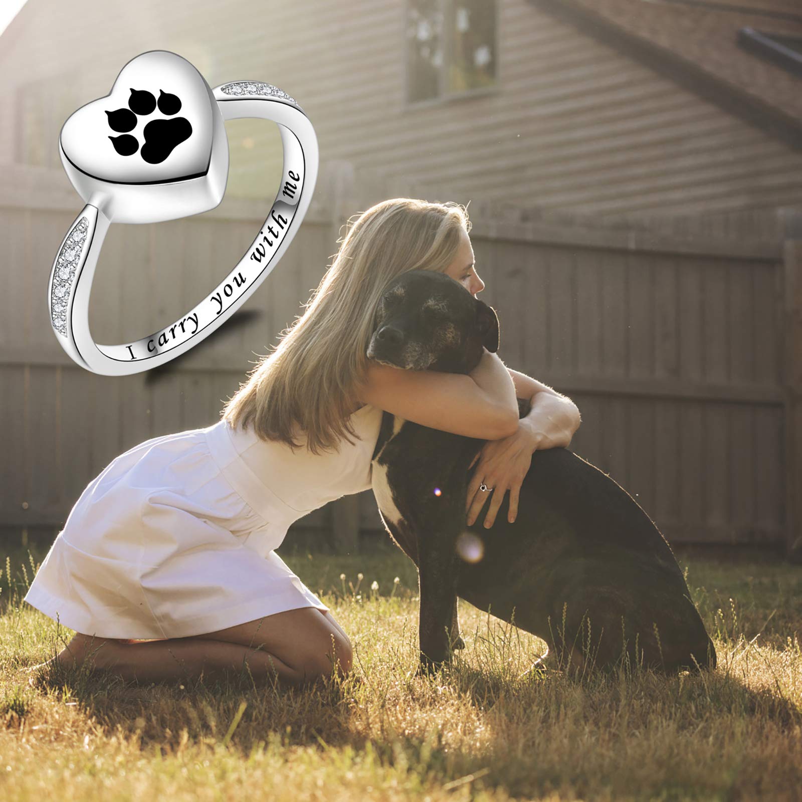 Fookduoduo paw-print urn ring side view, compact everyday memorial