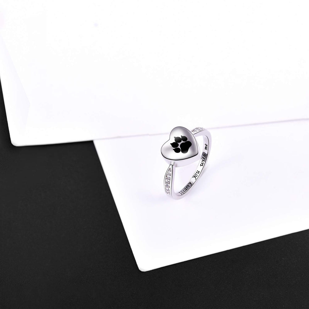 Fookduoduo sterling-silver paw-print ring, durable keepsake memorial