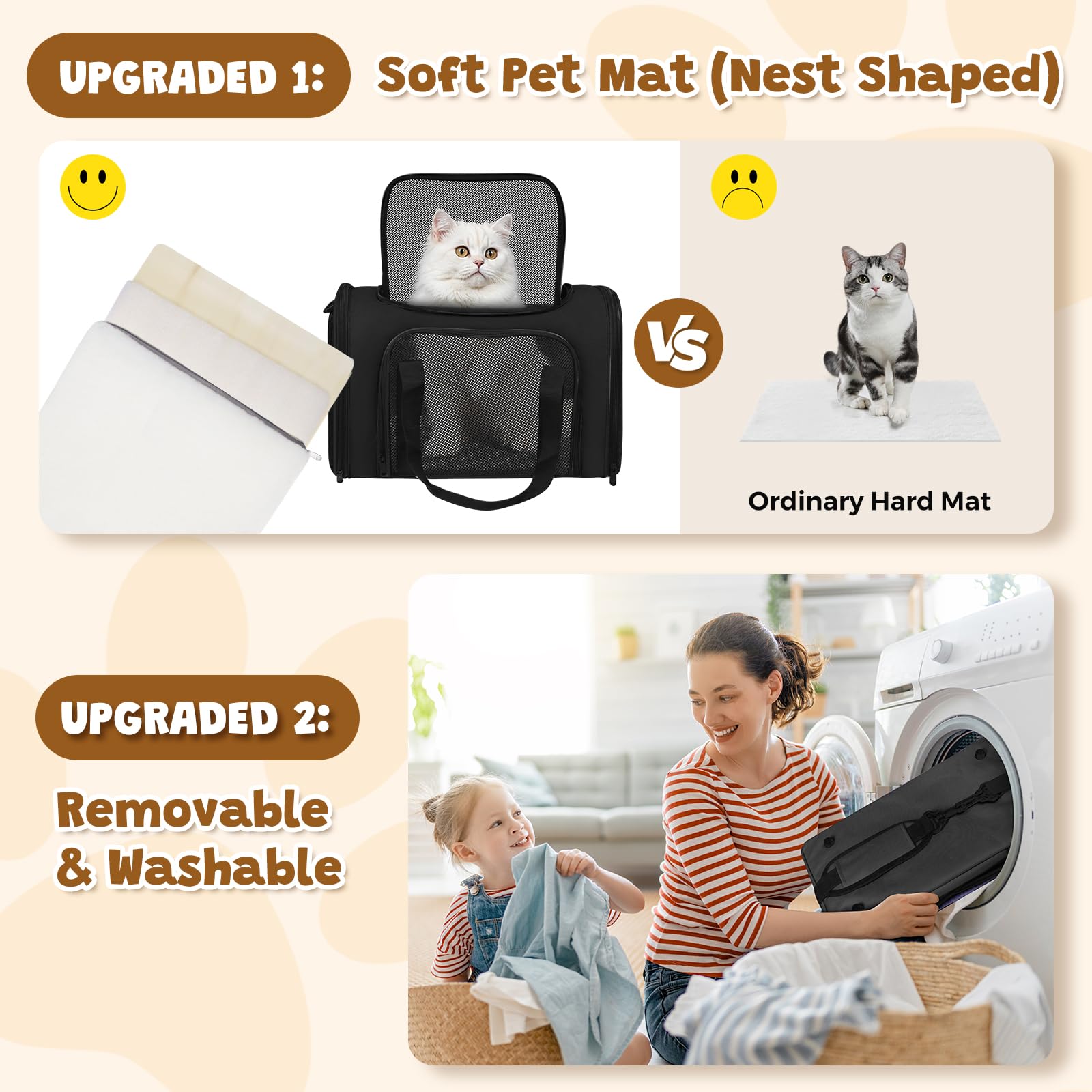 FOORLON cat carrier folds flat for compact storage when not in use