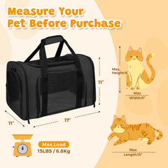FOORLON cat carrier with mesh windows provides breathable airflow for calmer travel