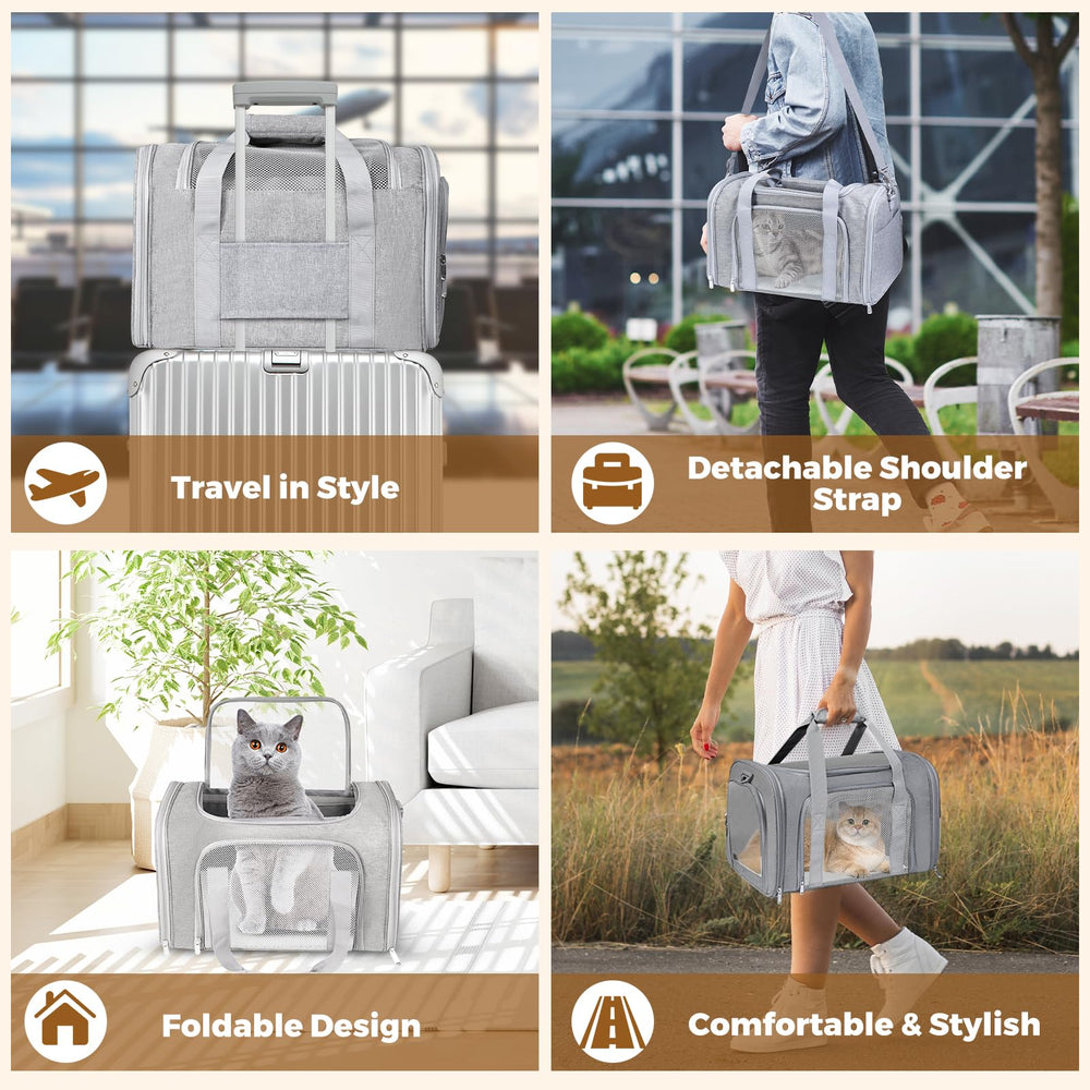 FOORLON cat carrier soft foldable design stores flat for simple switching.