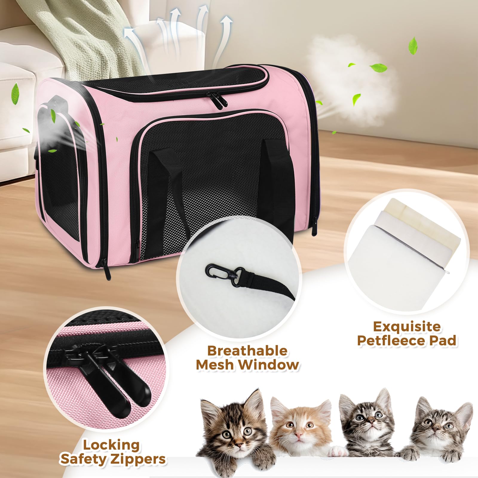 FOORLON pink carrier folded flat for compact storage.