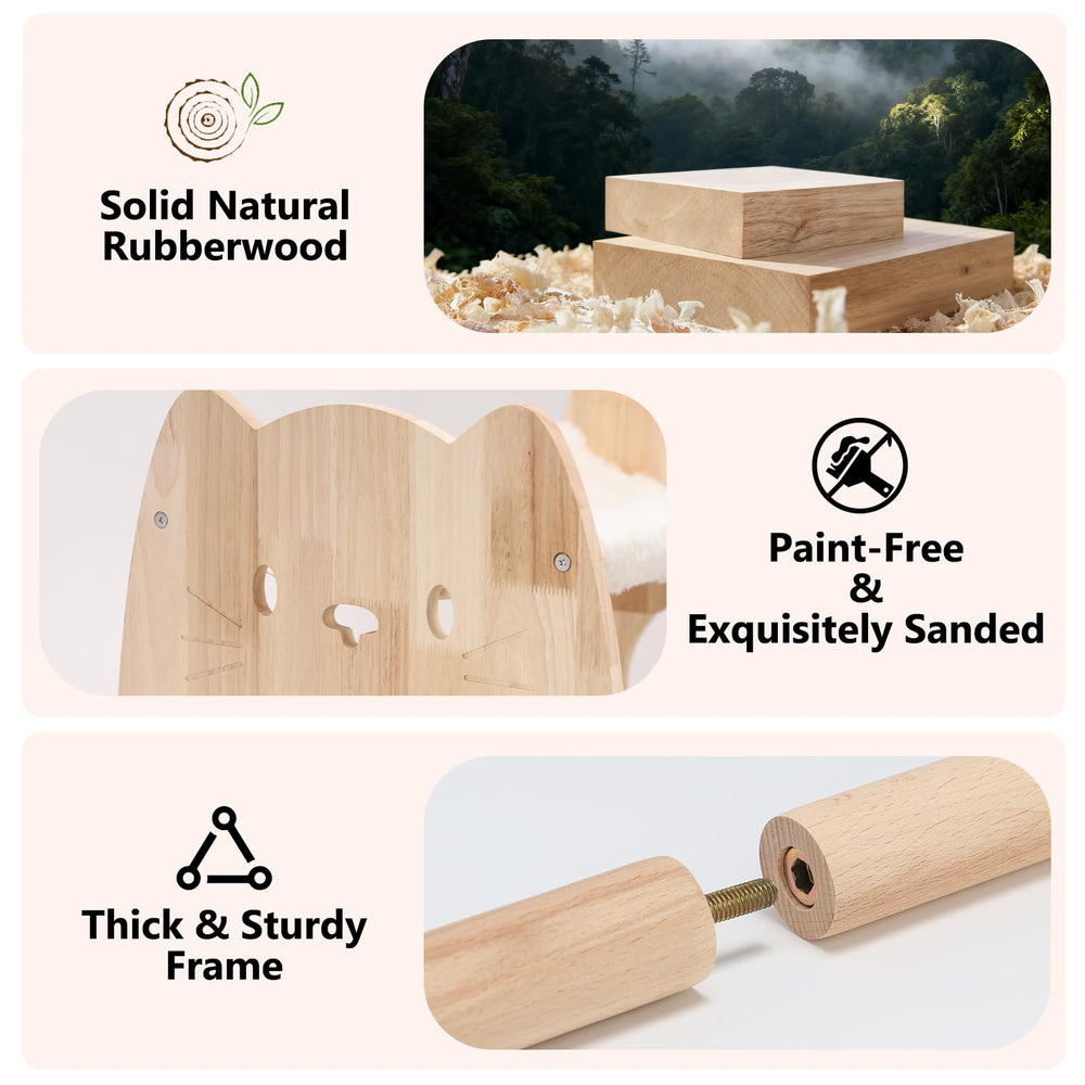 Fopeat rubberwood frame closeup shows sturdy support for calm naps
