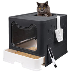 fophop foldable litter box with lid shows compact storage and travel-ready setup.