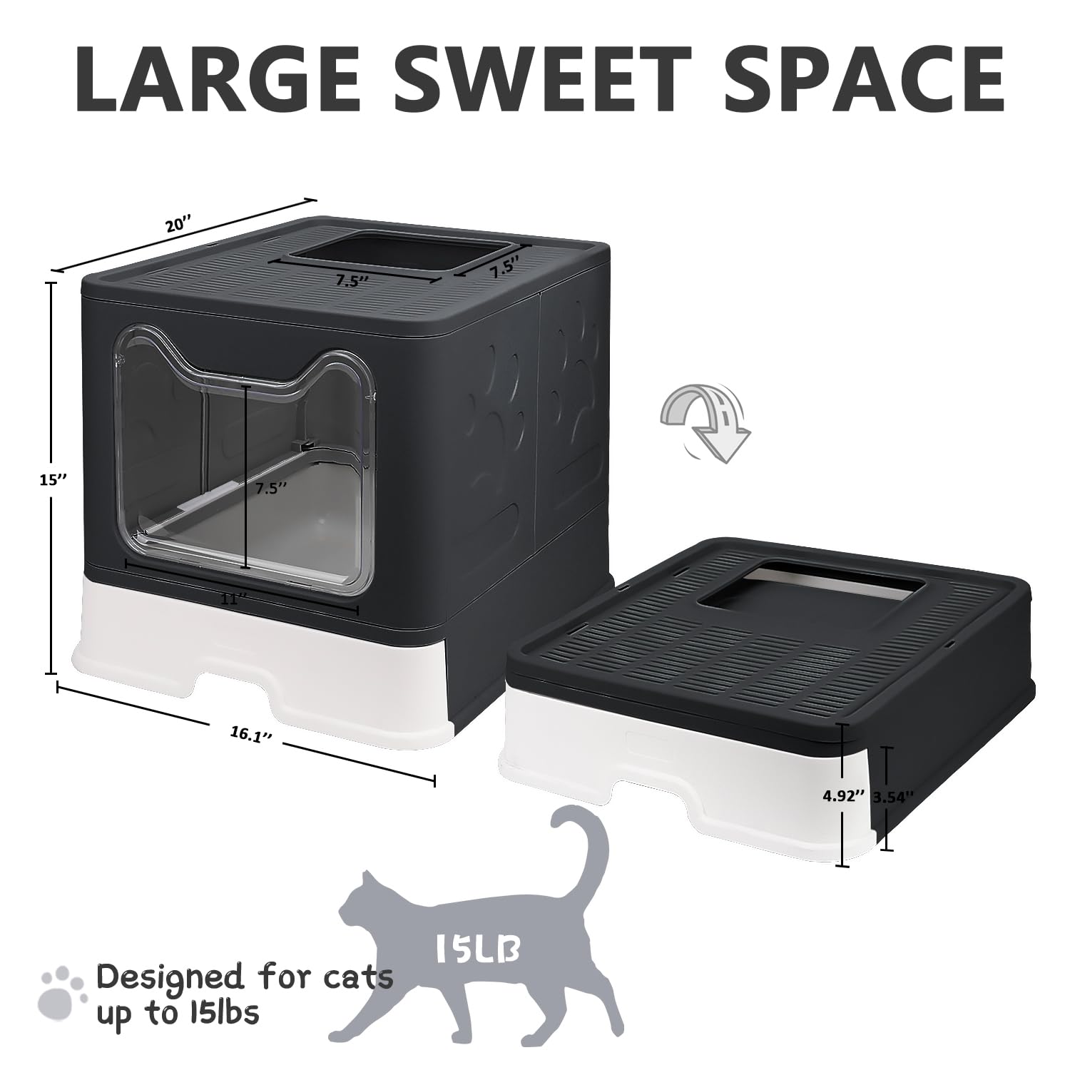 fophop front-entry top-exit litter box demonstrates easy-access design for cats.