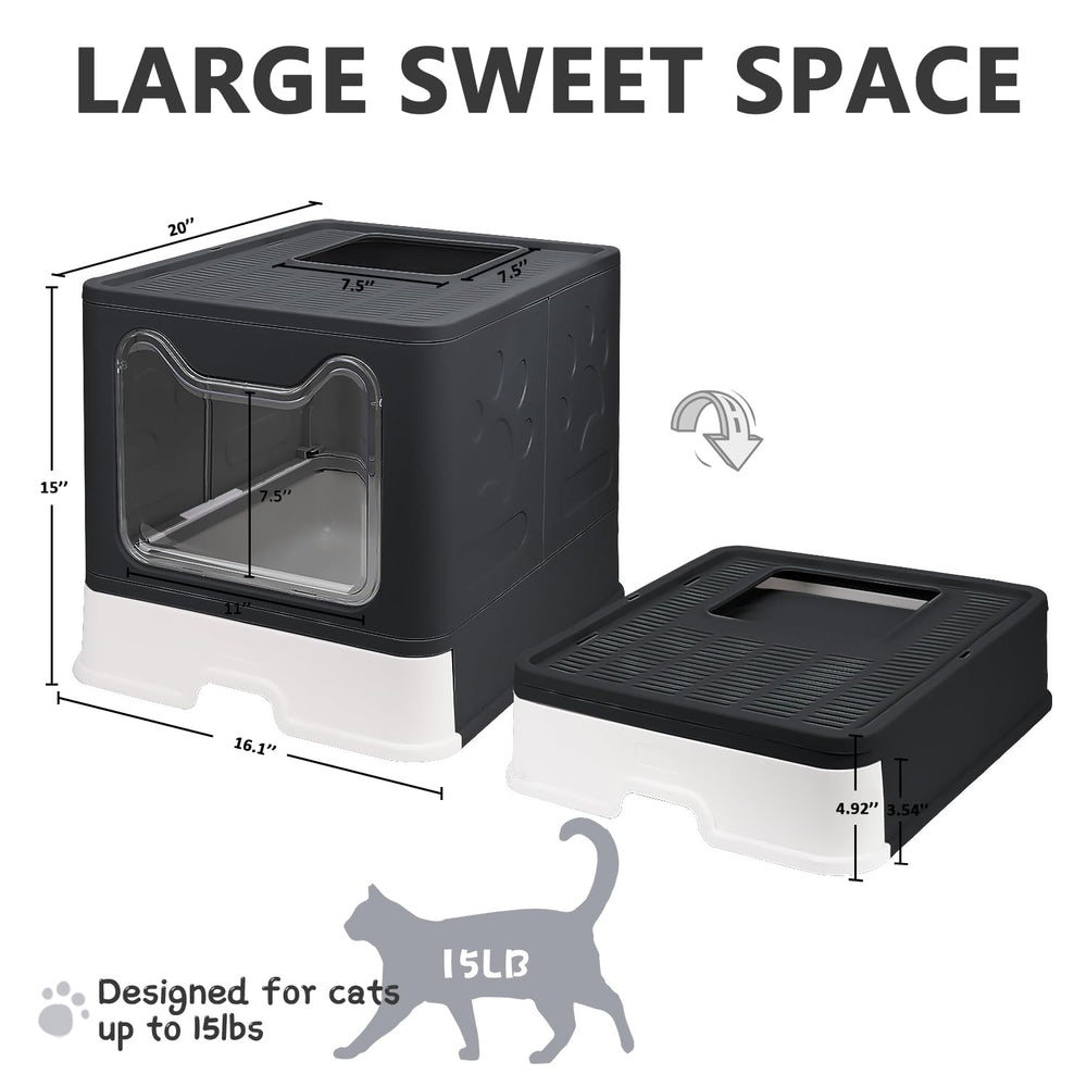 fophop front-entry top-exit litter box demonstrates easy-access design for cats.