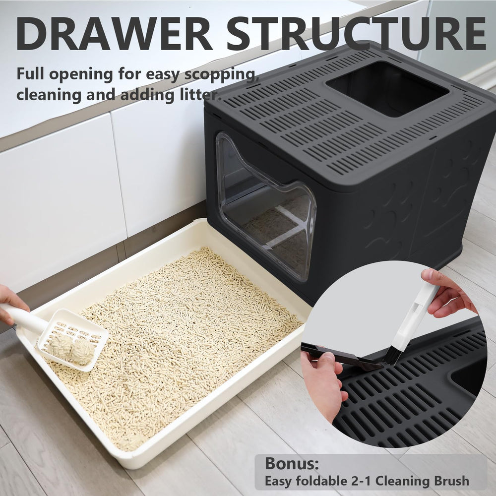 fophop pull-out drawer enables quick scooping and easy litter exchange.
