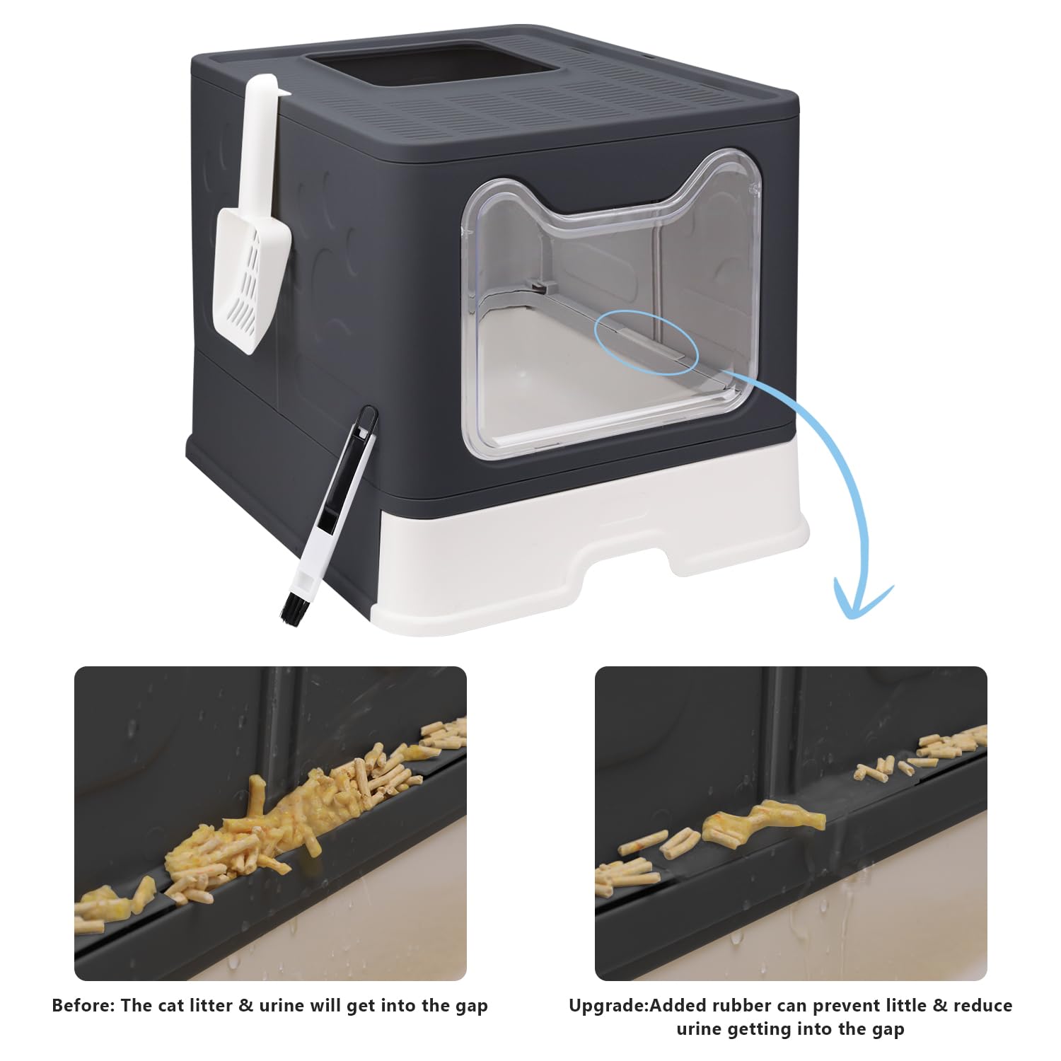 fophop top-entry anti-splash design reduces litter scattering.