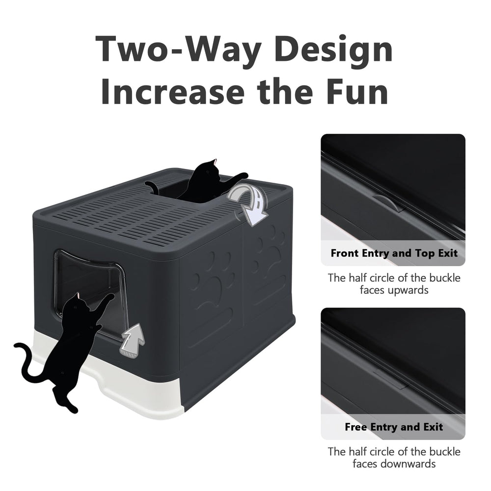 Fophop XL foldable litter box anti-splash design reduces scatter