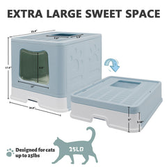 Fophop XL foldable cat litter box top-entry use reduces litter scatter during entry.