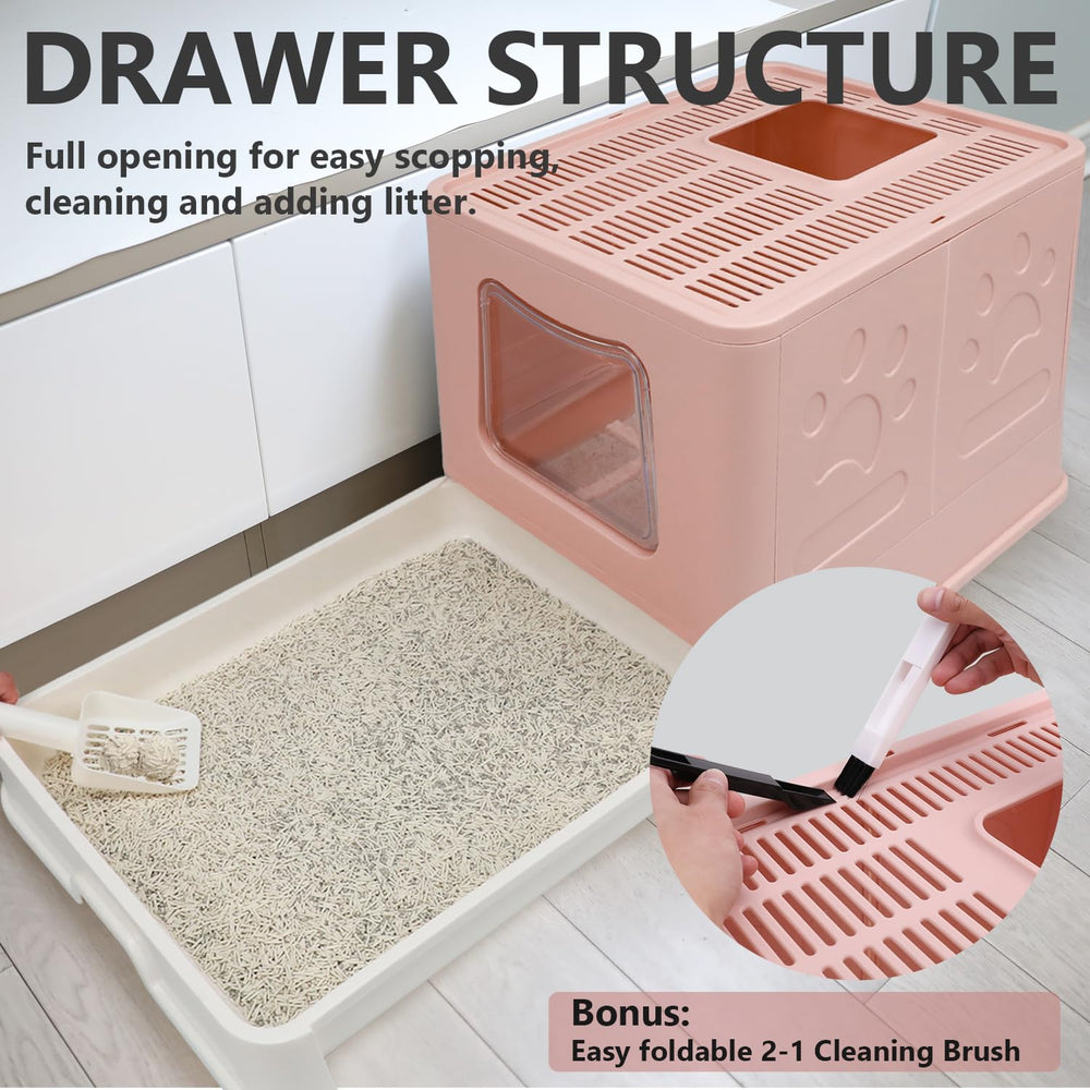Fophop XL litter box drawer base eases scooping and litter replacement.