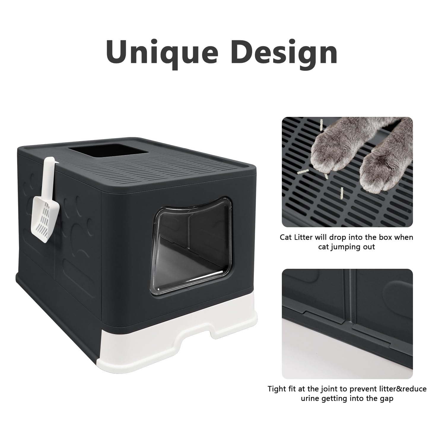 Fophop XL foldable litter box with pull-out cleaning drawer
