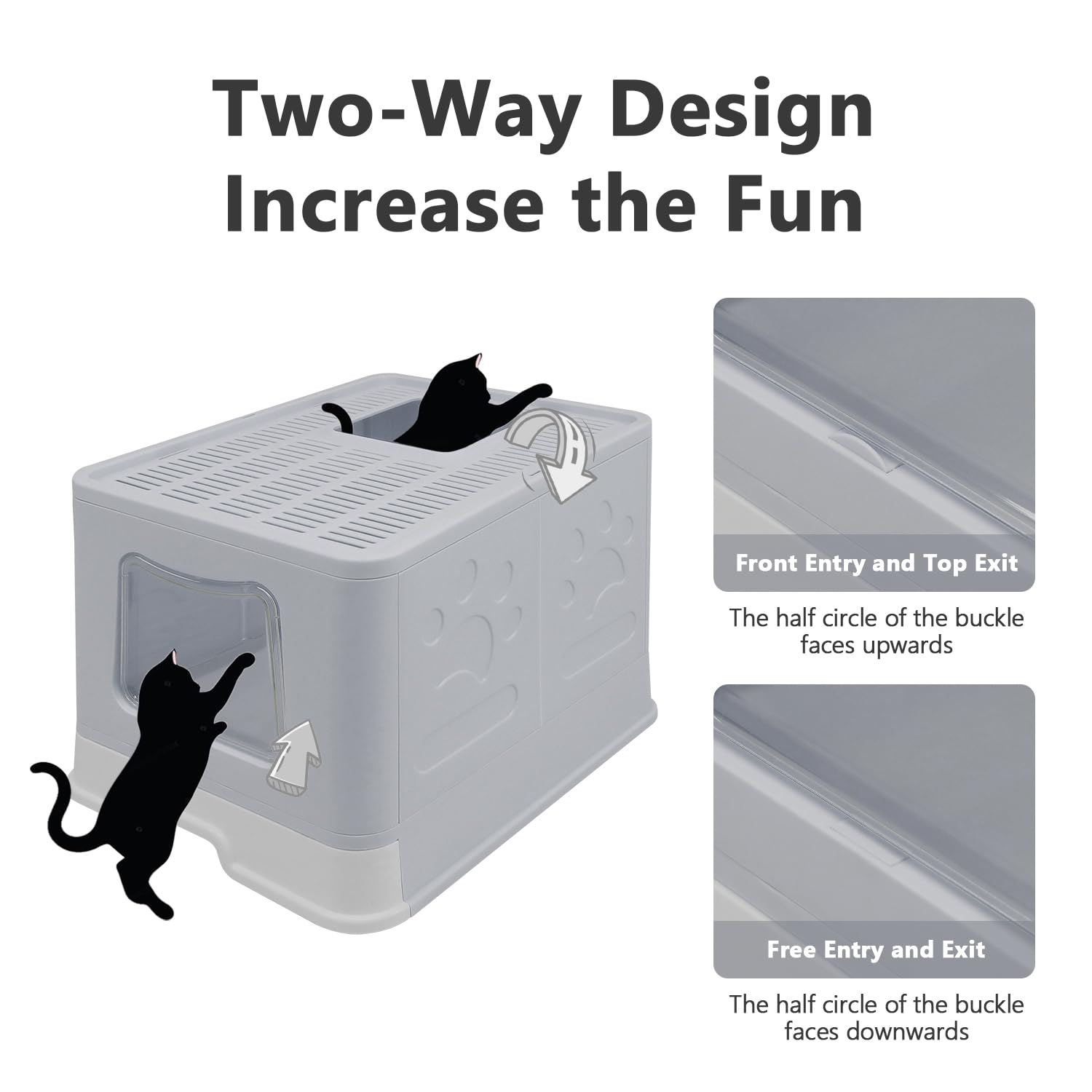 Fophop XL foldable litter box enclosed design for cat privacy