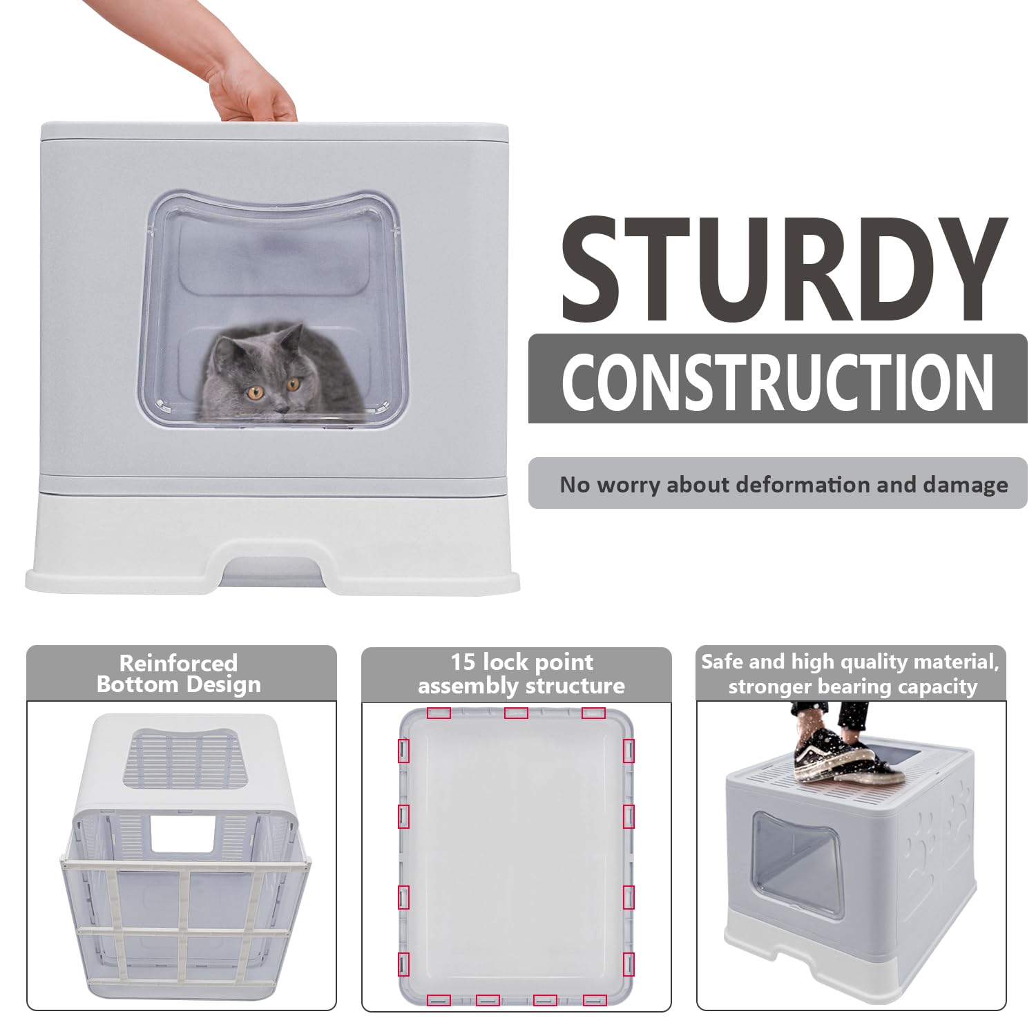 Fophop XL foldable litter box includes scoop for clean removal