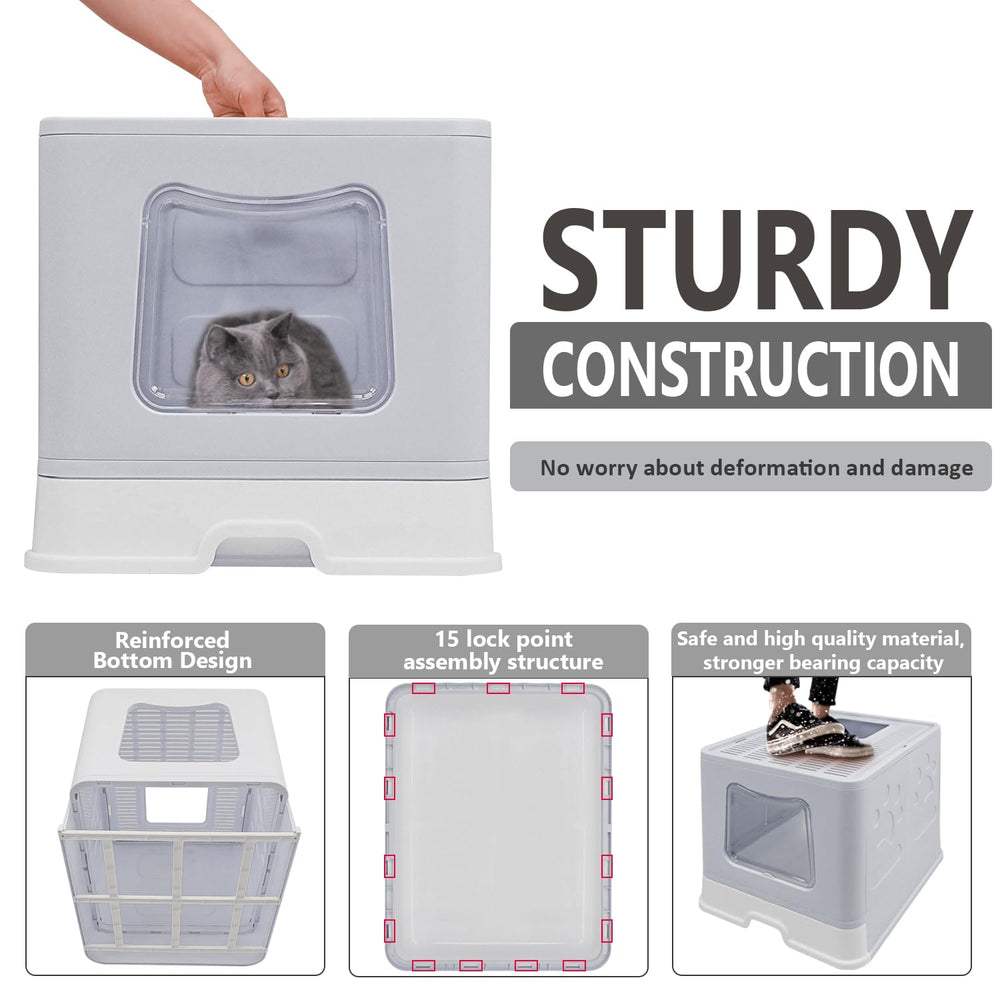 Fophop XL foldable litter box includes scoop for clean removal