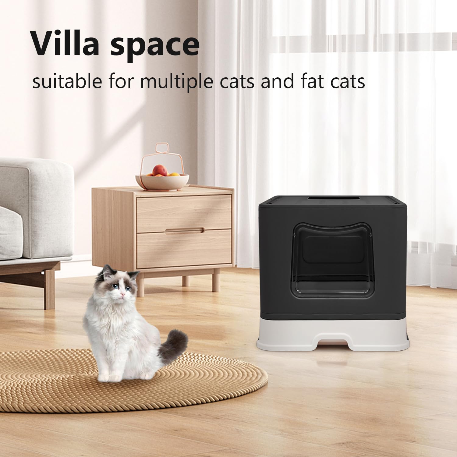 Fophop XL foldable litter box includes scoop and 2-in-1 brush