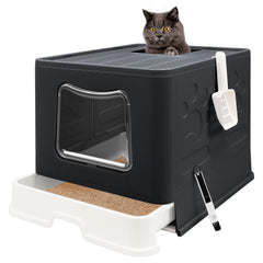 Fophop XL foldable litter box with lid—portable and easy storage
