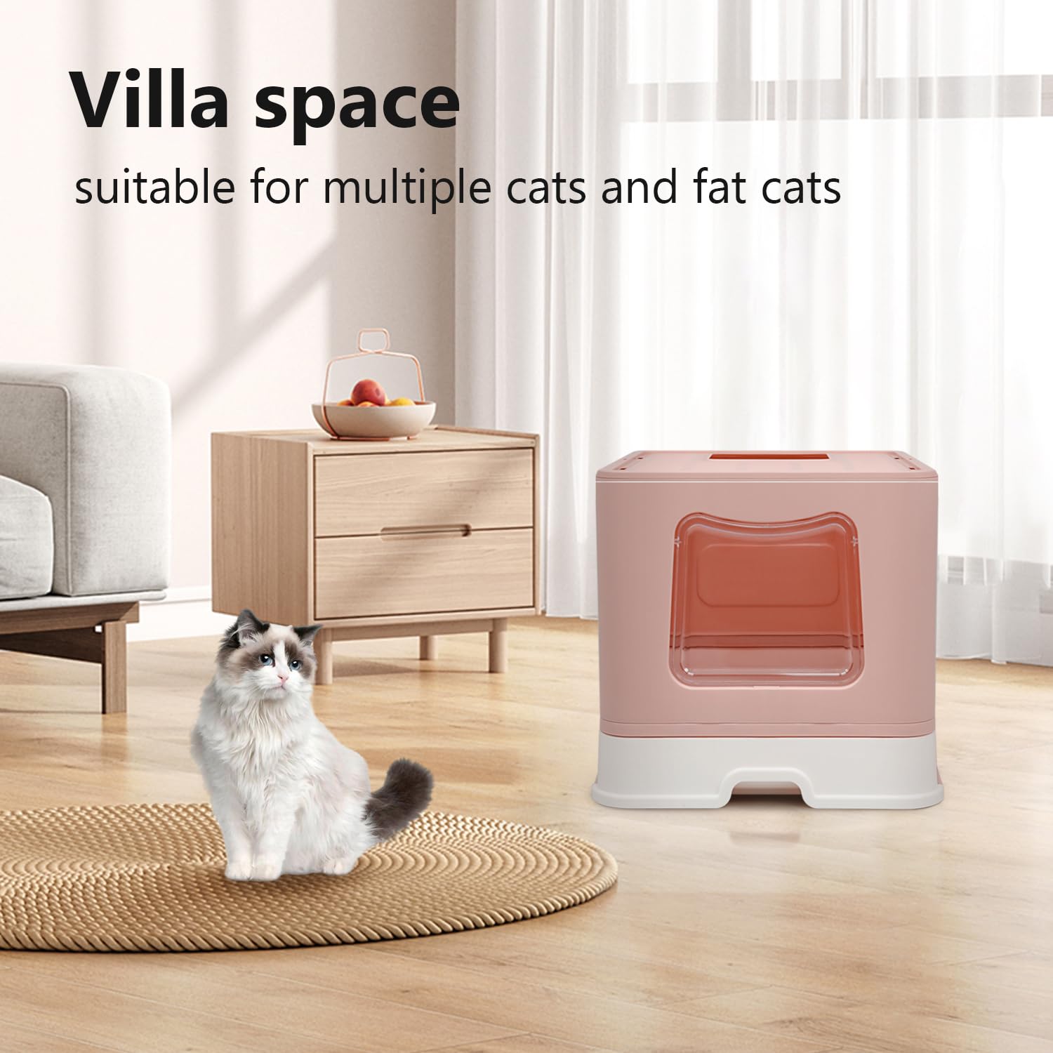 Fophop enclosed potty provides privacy and comfort for indoor cats.