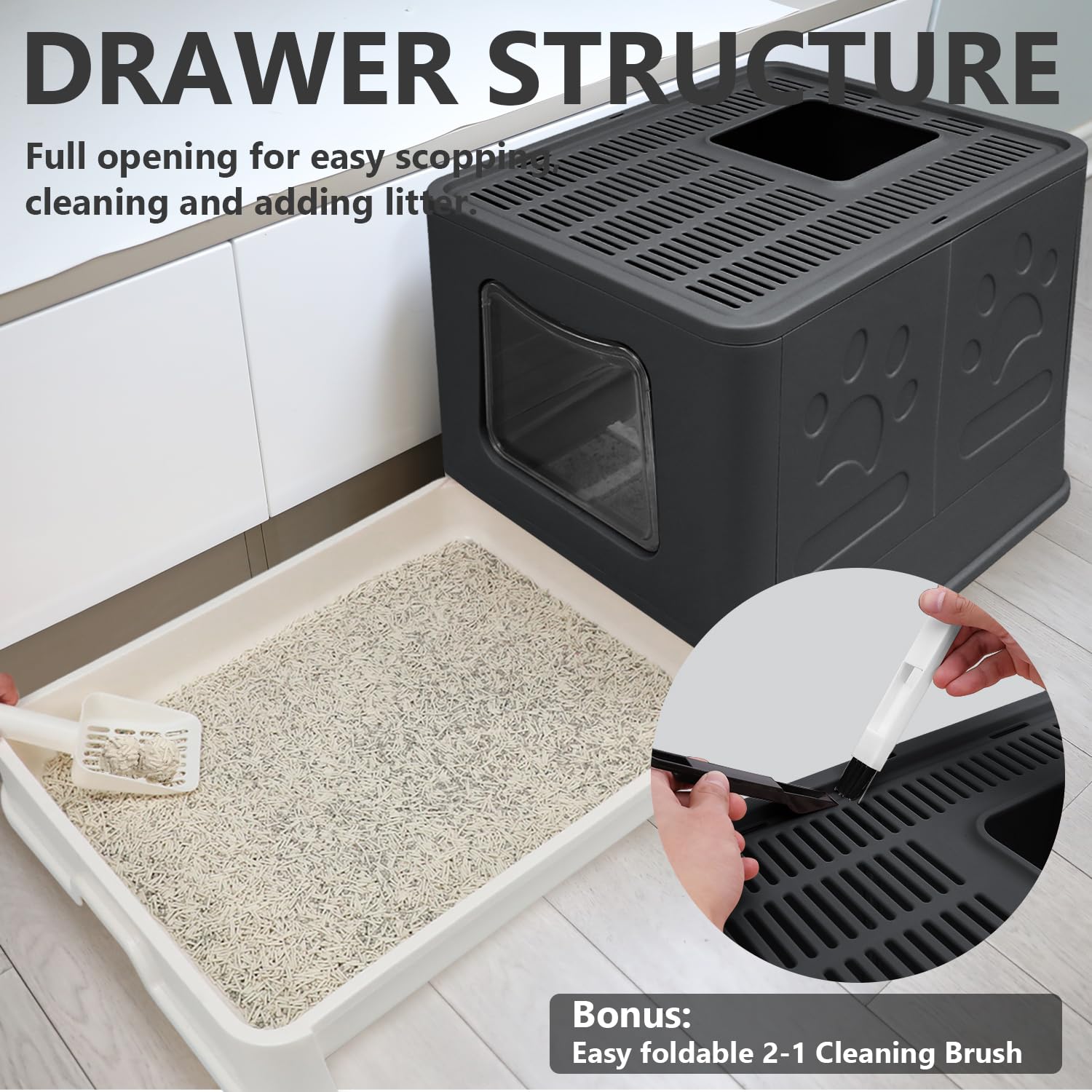 Fophop XL foldable litter box offers large private space for cats