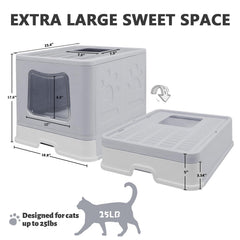 Fophop XL foldable litter box top-entry design for easy access