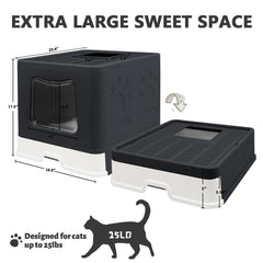 Fophop XL foldable litter box top-entry—controlled access