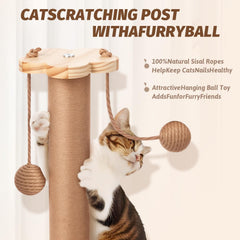 FOR-HI wooden kitten scratching post stand, durable natural wood.