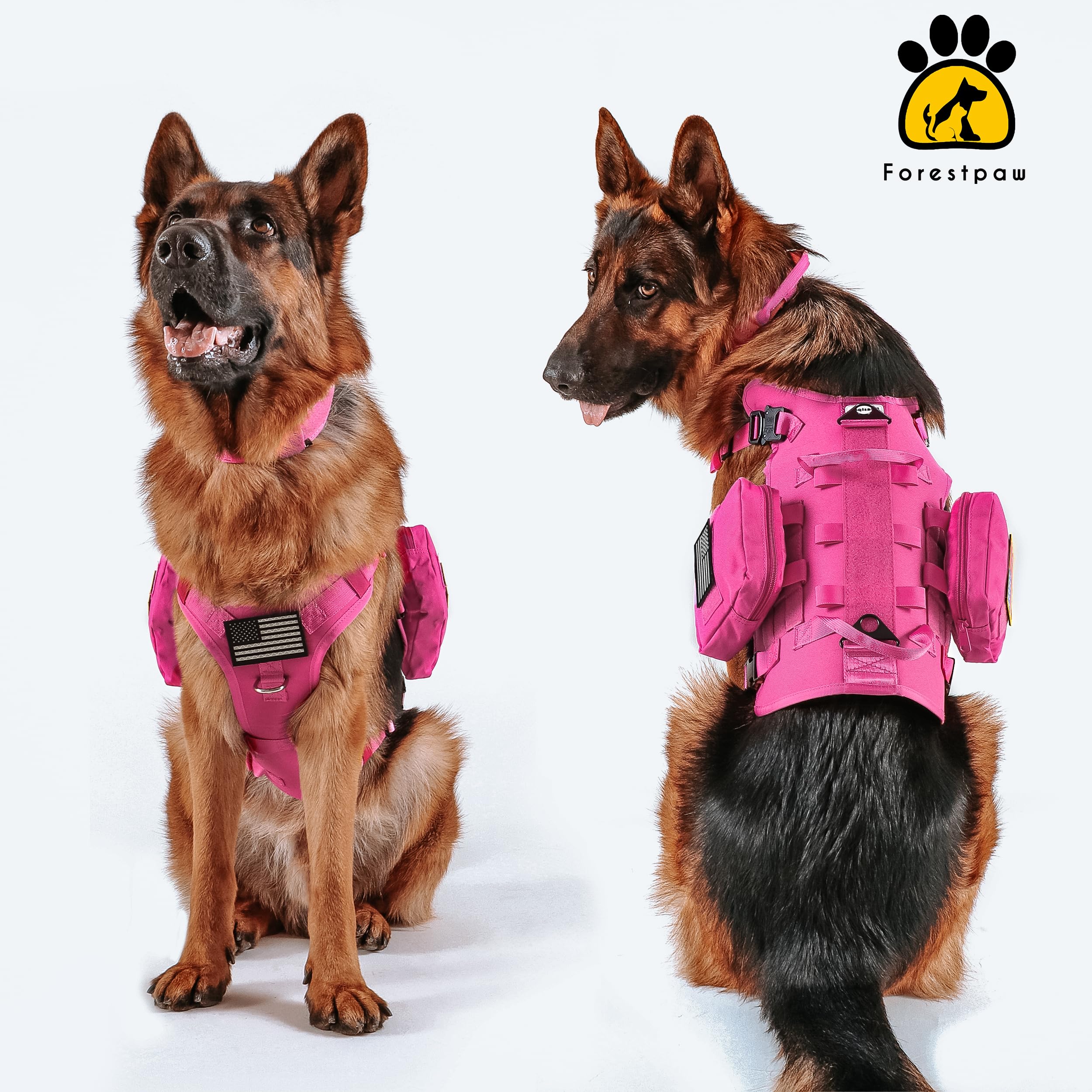 Forestpaw dog harness hot pink close-up nylon exterior highlights durable construction