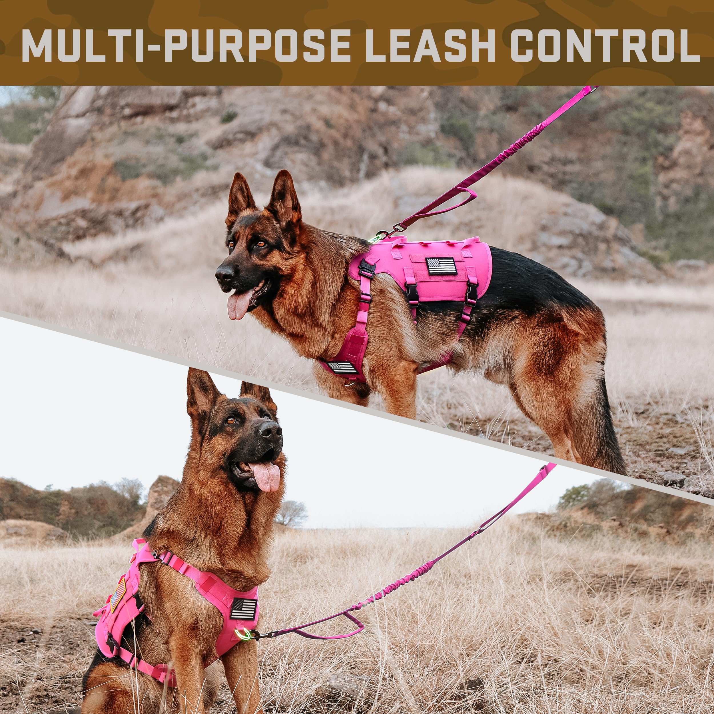 Forestpaw dog harness hot pink side MOLLE accessories setup for customization