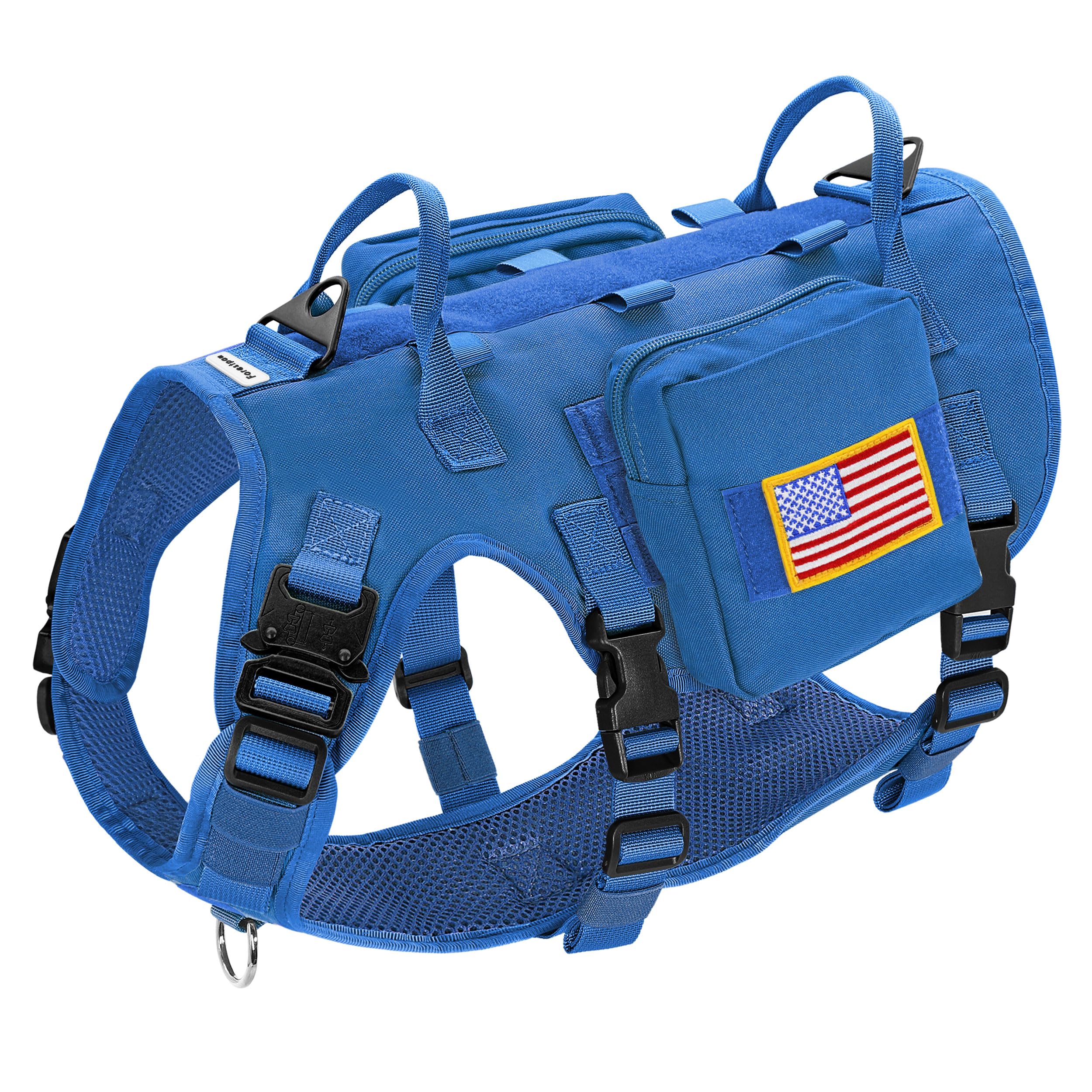 Forestpaw dog harness medium front view highlights secure no-pull design for confident outdoor walks.
