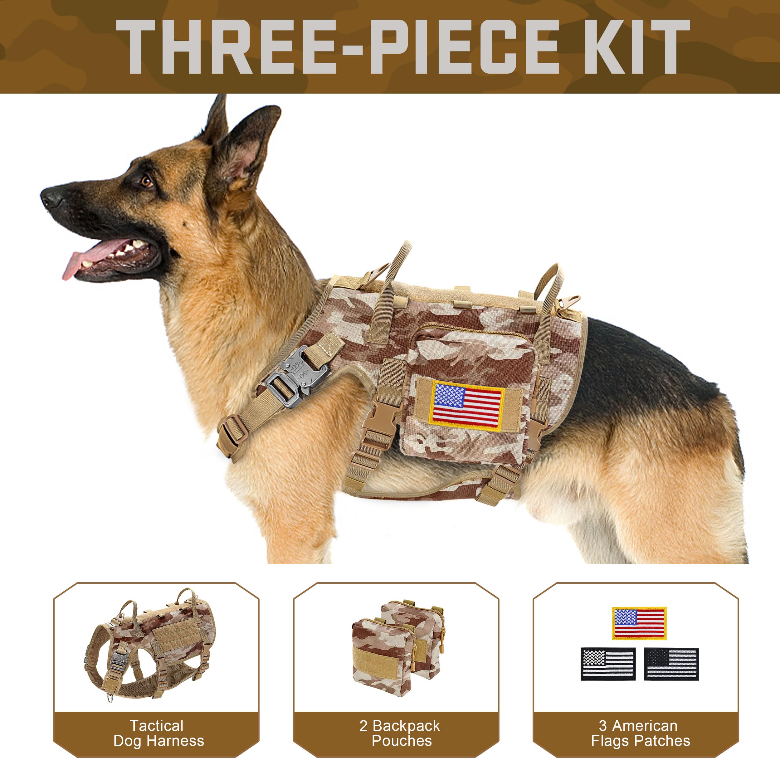 Forestpaw harness side view with dual handles, guiding dogs with confident traction.