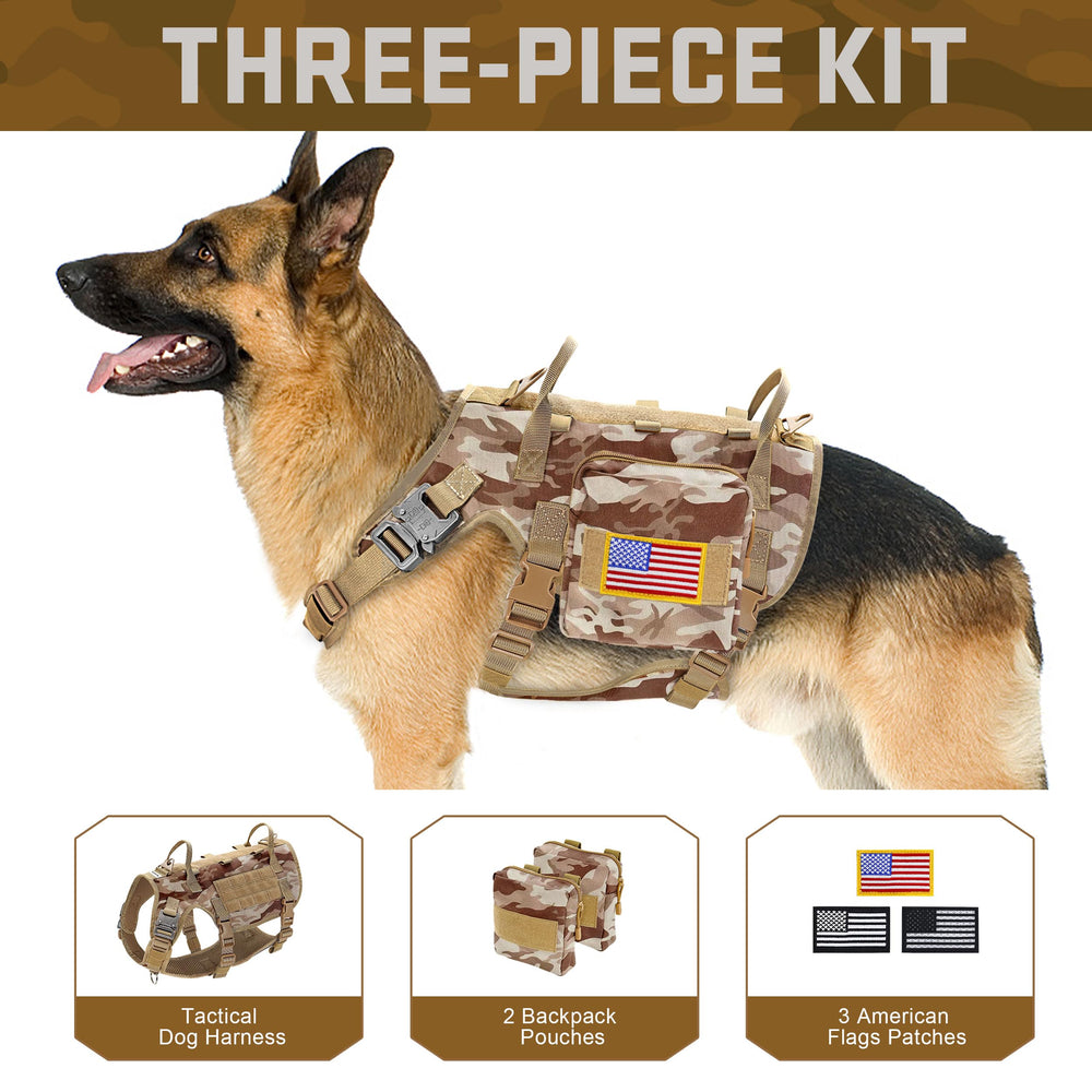 Forestpaw harness side view with dual handles, guiding dogs with confident traction.