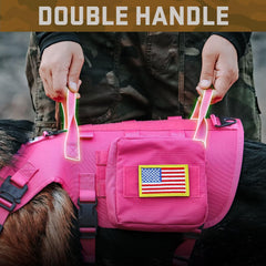 Forestpaw harness handle close-up shows easy lifting in and out of vehicles.