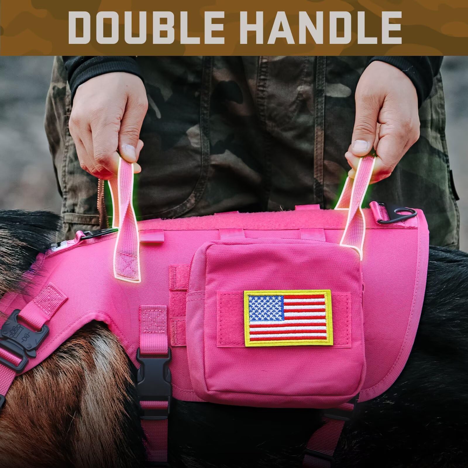 Forestpaw MOLLE backpacks attached to harness for on-the-go storage