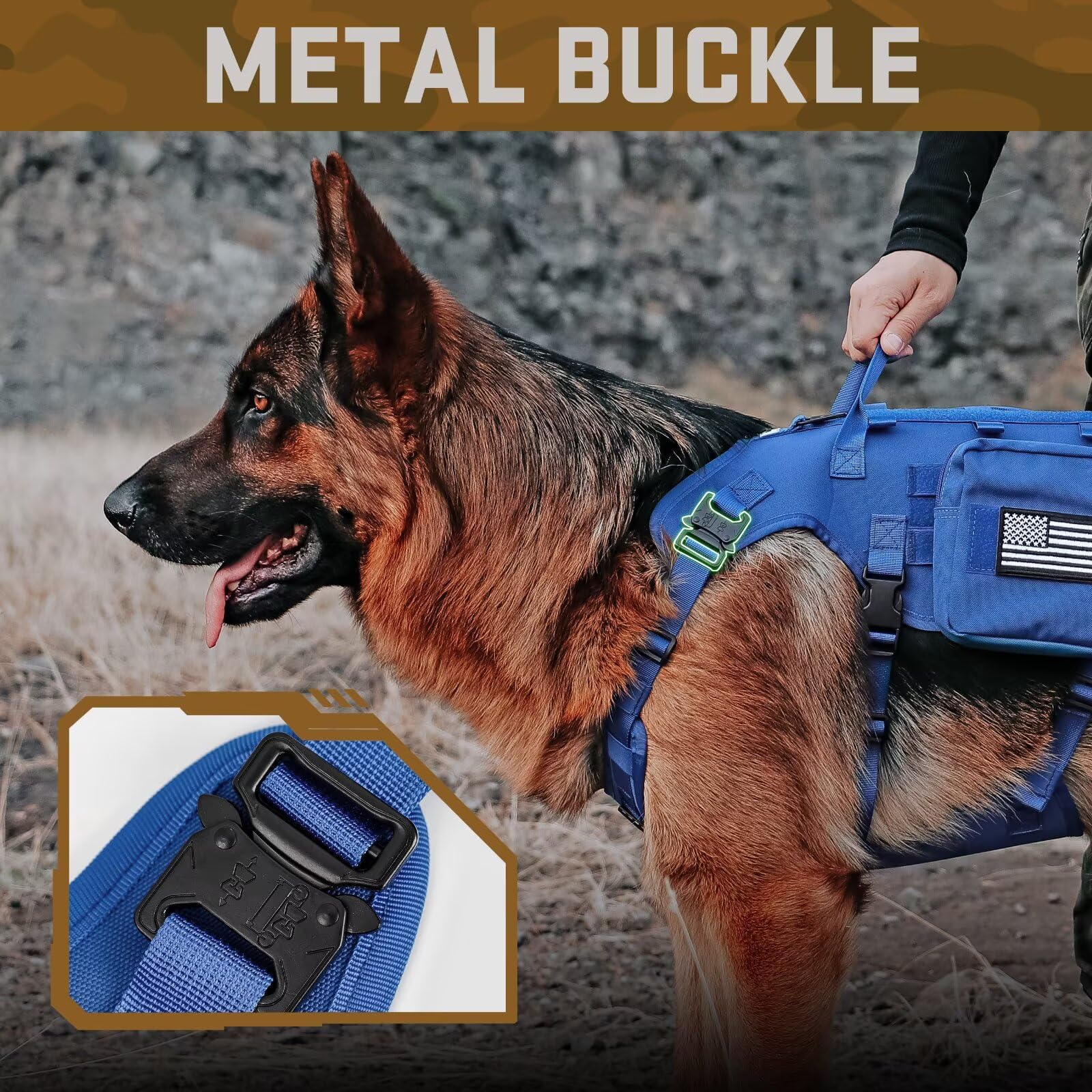 Forestpaw reflective patches on harness enhance visibility for low-light safety.