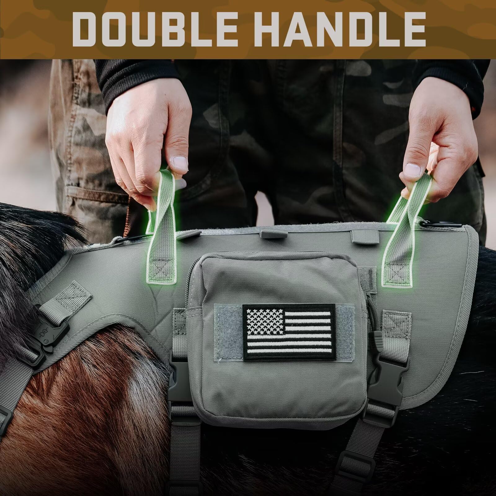 Forestpaw tactical collar close-up with foldable handle for quick control.