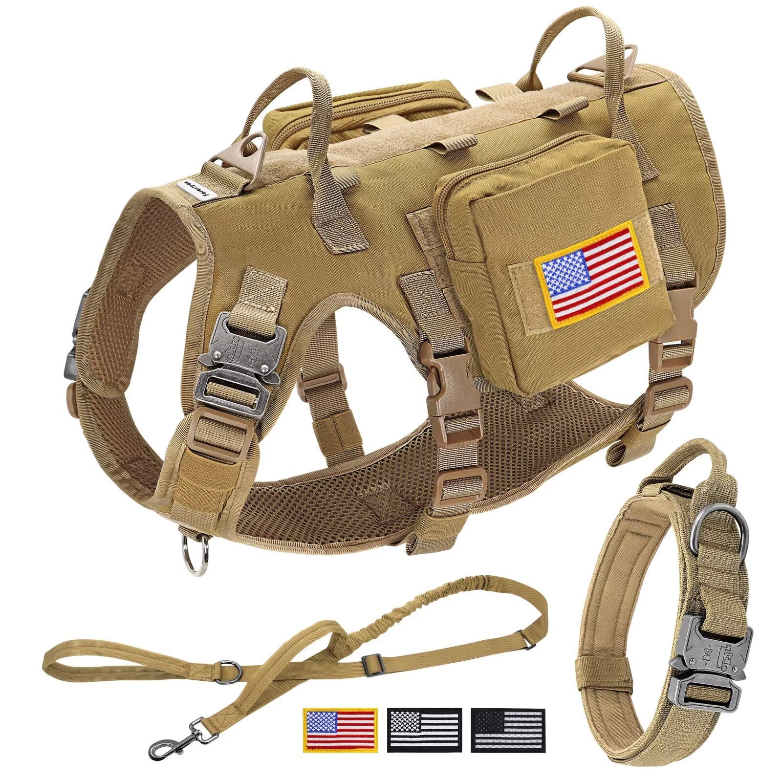 Forestpaw tactical dog harness for large dogs ready for rugged trail adventures.
