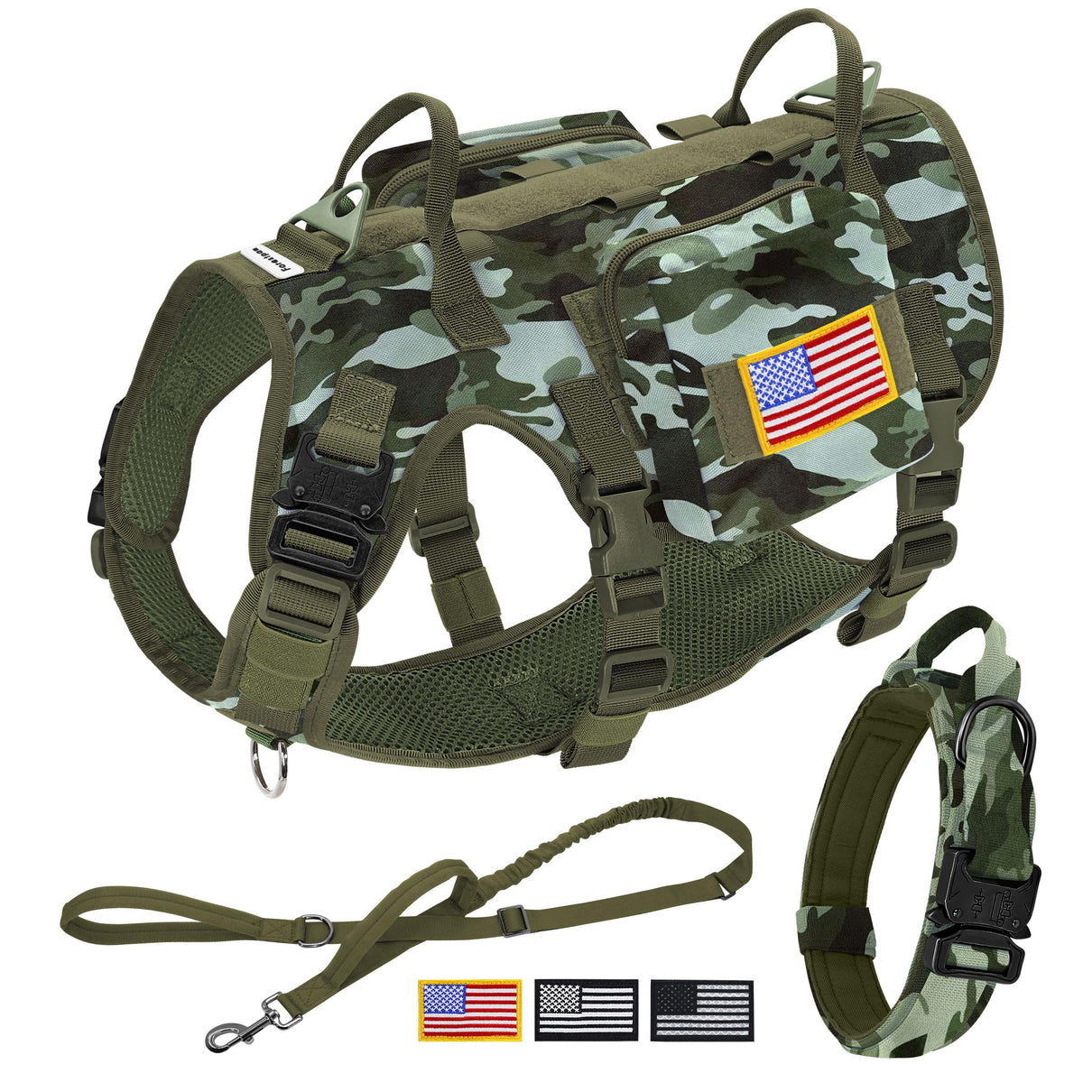 Forestpaw tactical harness chest view showing no-pull D-ring