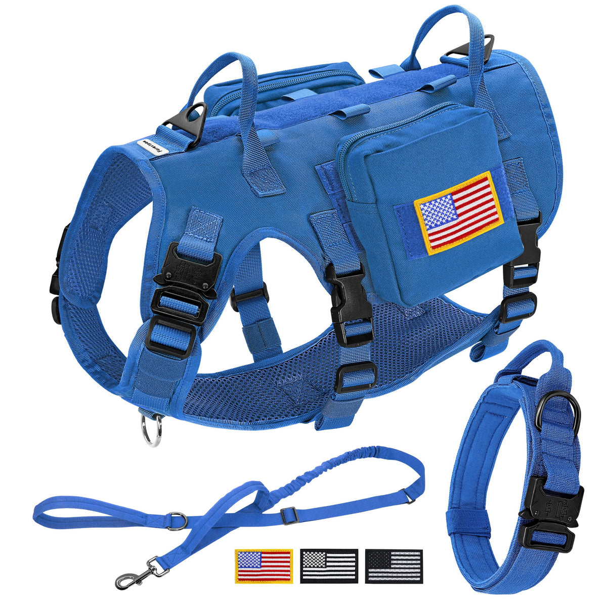 Forestpaw tactical harness large dogs front view shows no-pull control for calmer walks