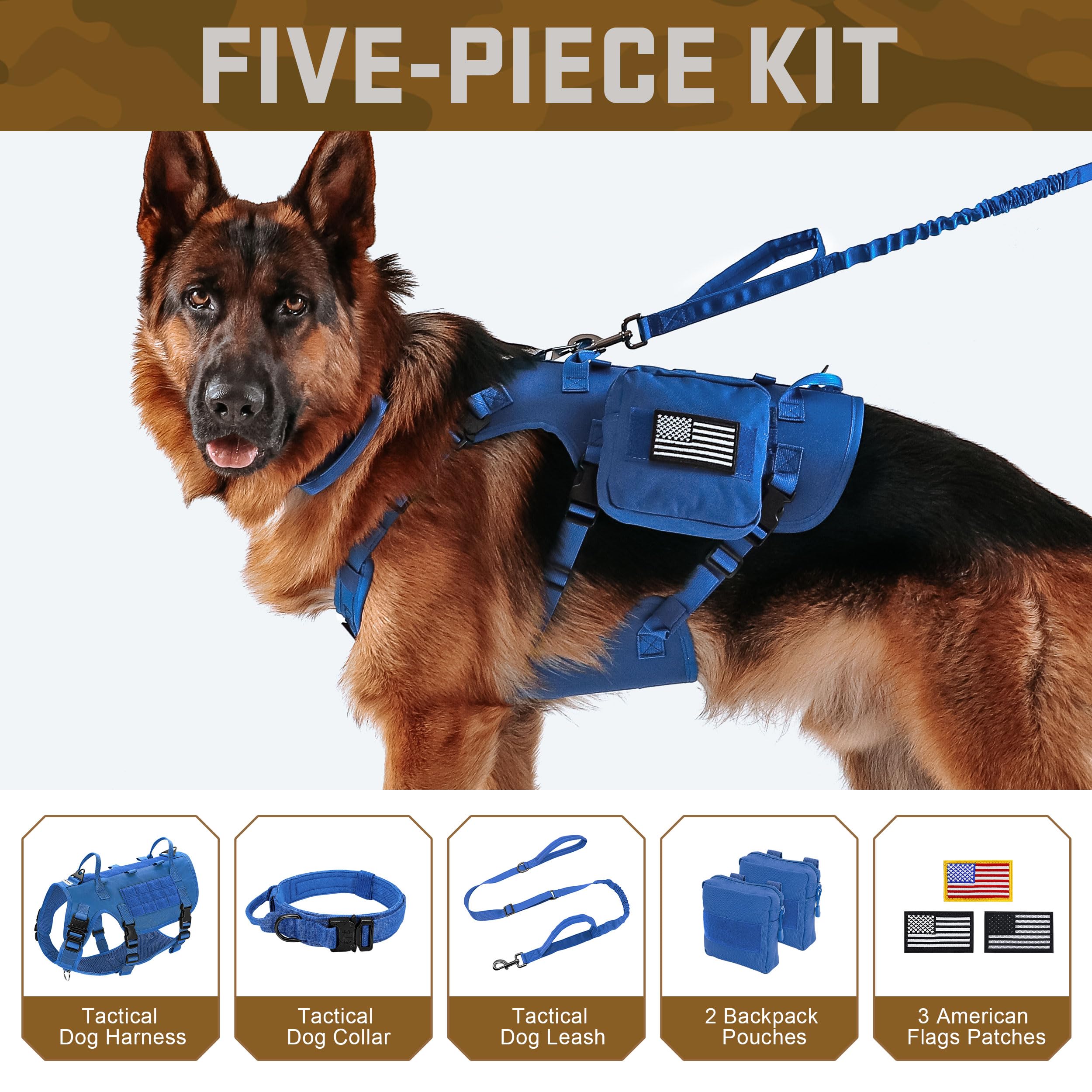 Forestpaw tactical harness large dogs side view with MOLLE pockets for gear storage