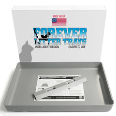 Forever Litter Trays clip-on flap demonstrates mess-free use