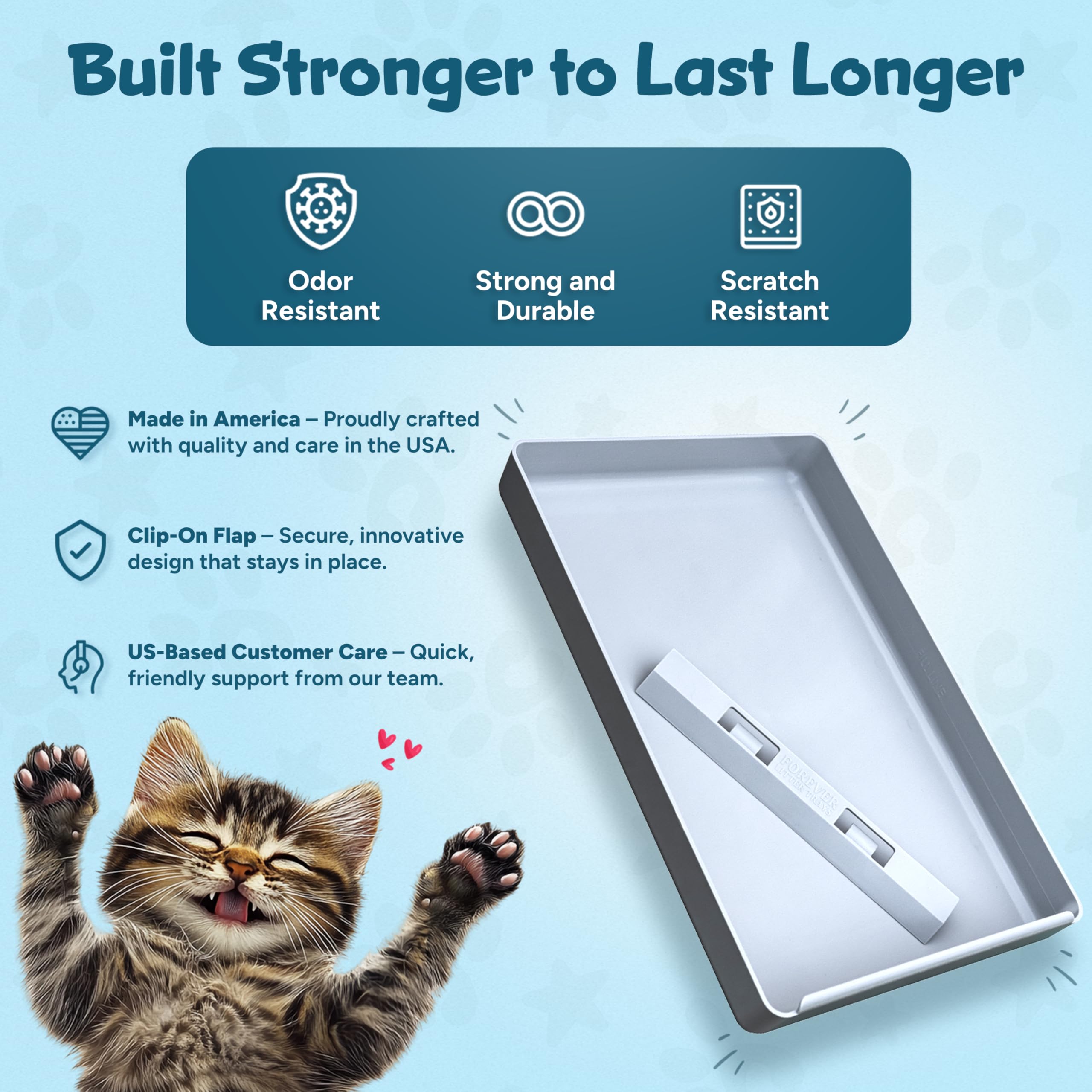 Forever Litter Tray durable-hygienic close-up shows stain and odor resistance