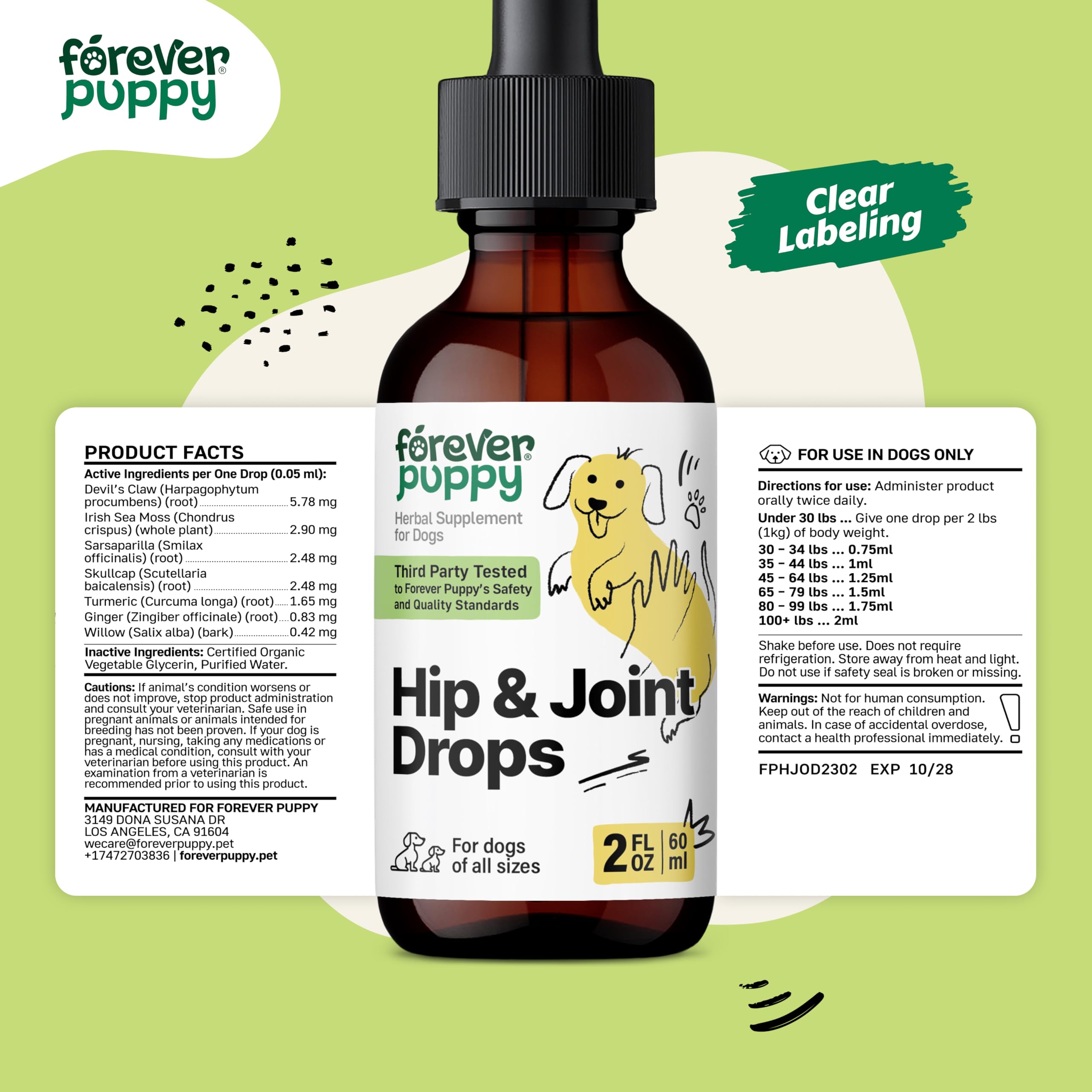Forever Puppy clean-formula-label — sugar- and preservative-free ingredients.