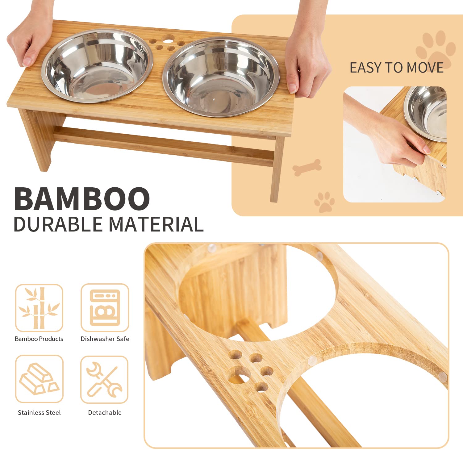 FOREYY anti-slip feet ensure bowls stay put during meals.