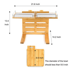 FOREYY bamboo elevated feeder with non-skid feet keeps bowls steady during meals